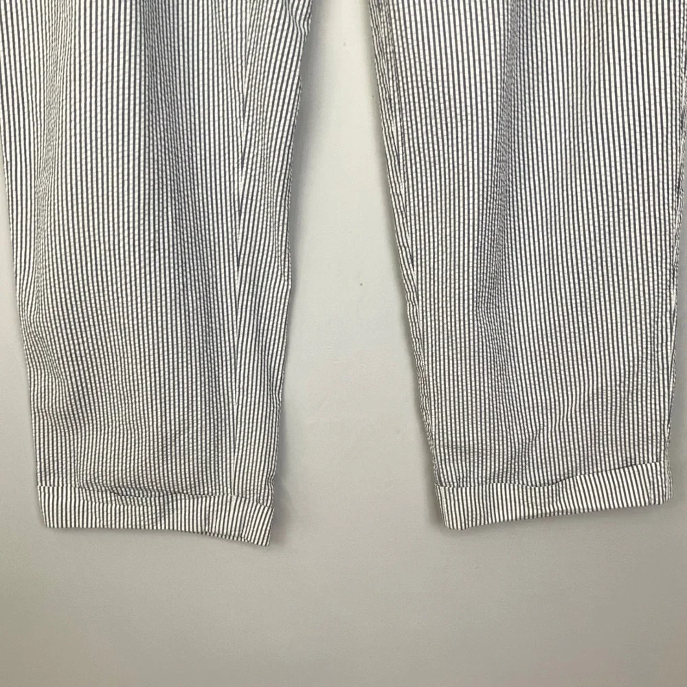 Polo Ralph Lauren 34x30 Striped Cotton Seersucker Pleated Cuffed Trousers Pans